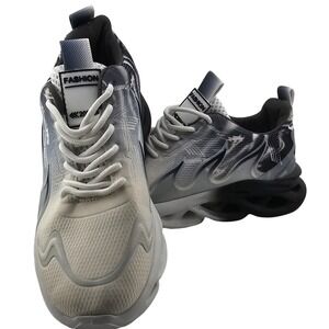 Fashion Sneakers White Gray Flame Design Women's Shoes Walking Comfort 6  37 New